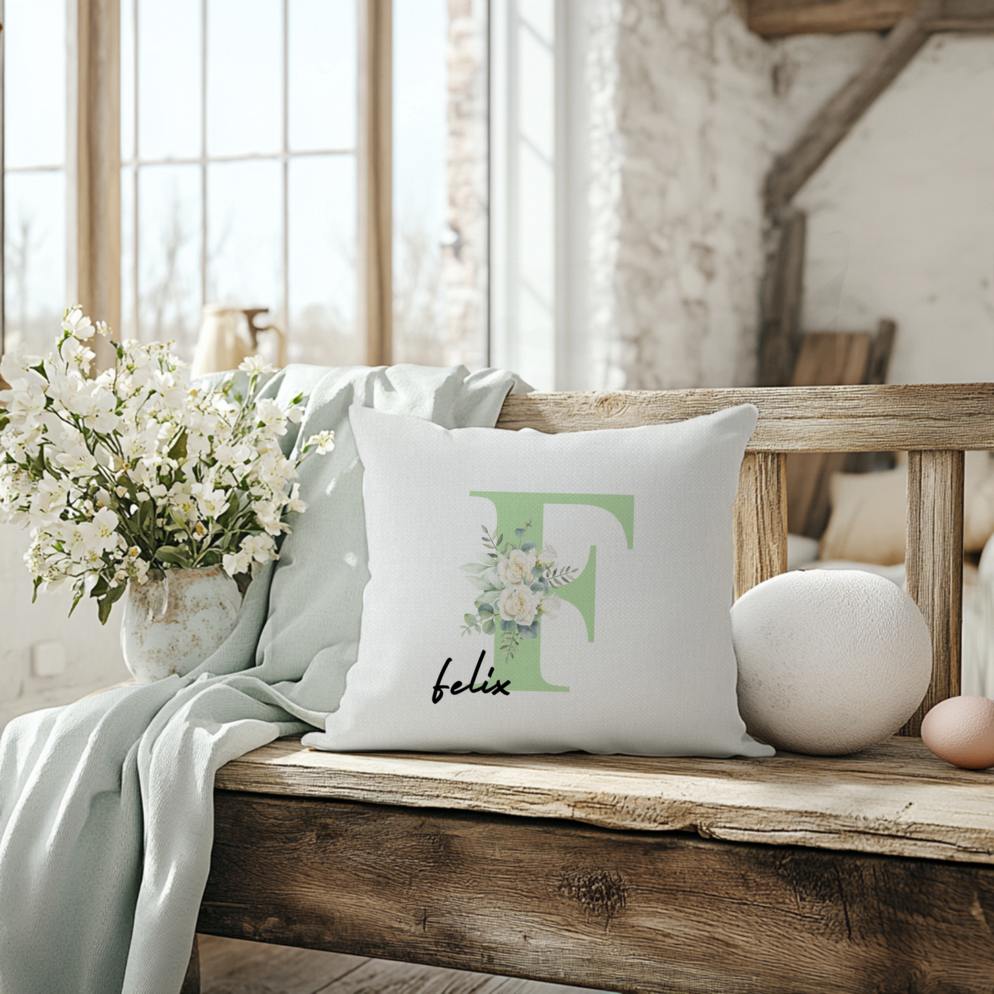 Green floral letter