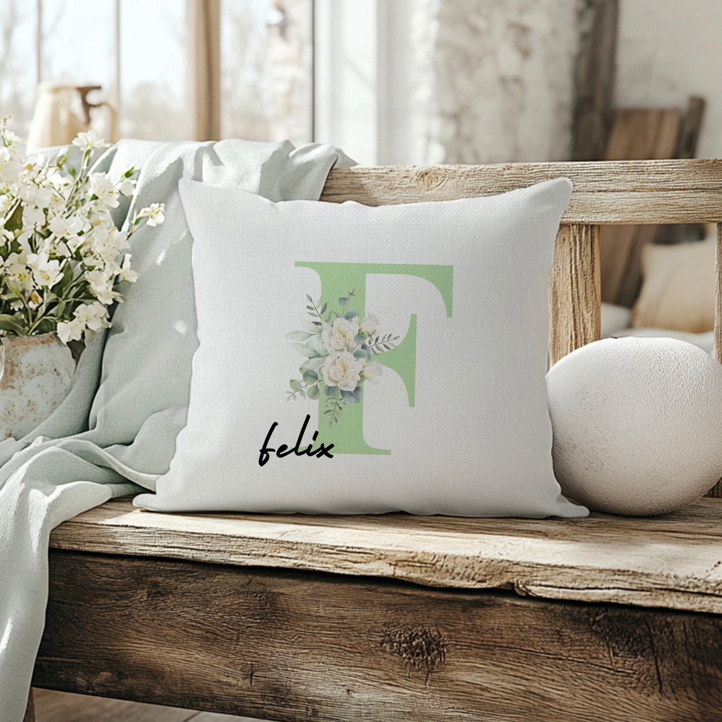 Green floral letter