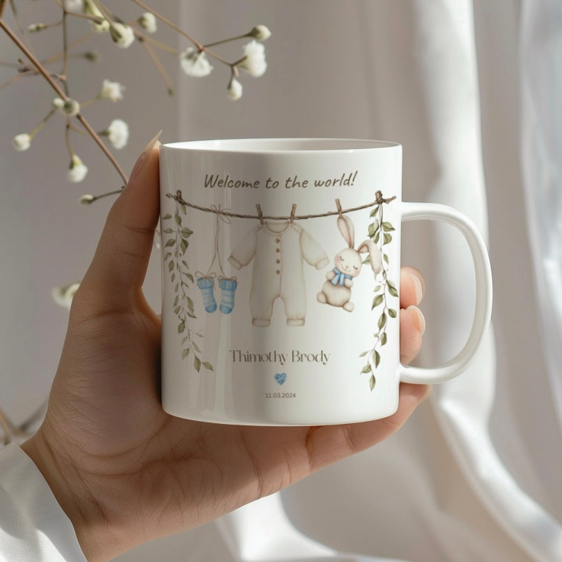 Birth announcement mugs